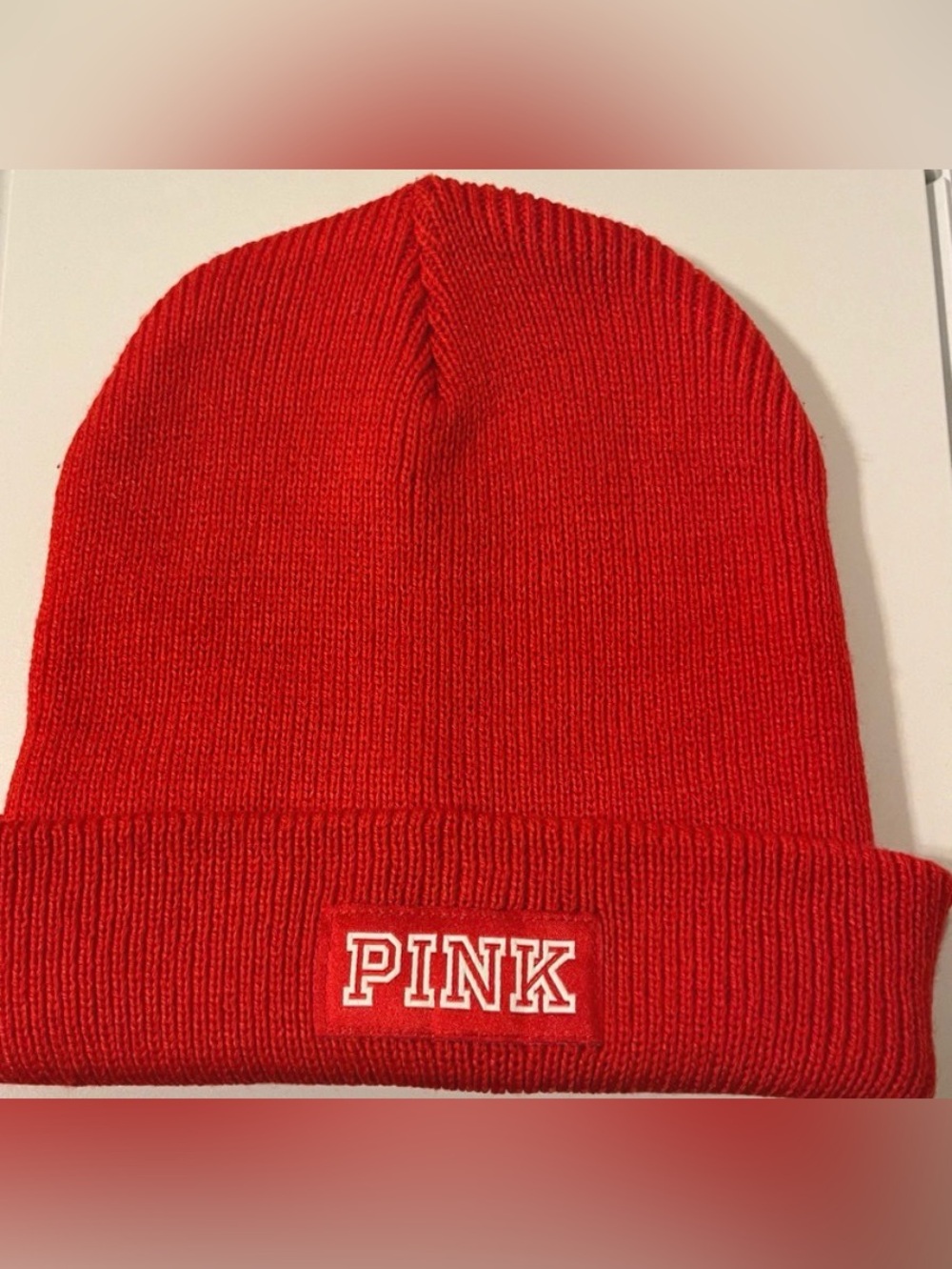 PINK Victoria's Secret Men's Bright Red Ribbed Crewneck Sweater